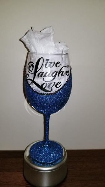 "Rhinestone" wine glass