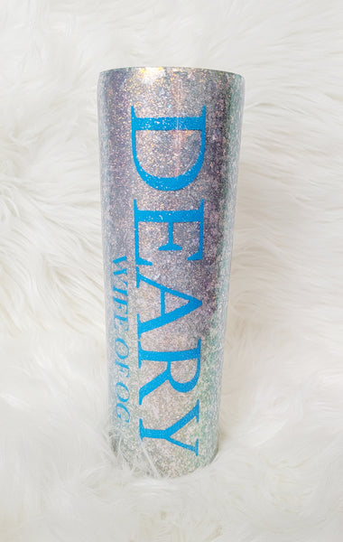 Glitter tumbler with decal